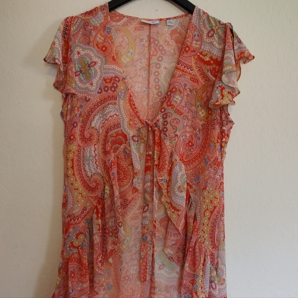 SWEET Pea by Stacy Frati Bohemian Style Sheer Duster Top Sz.M
